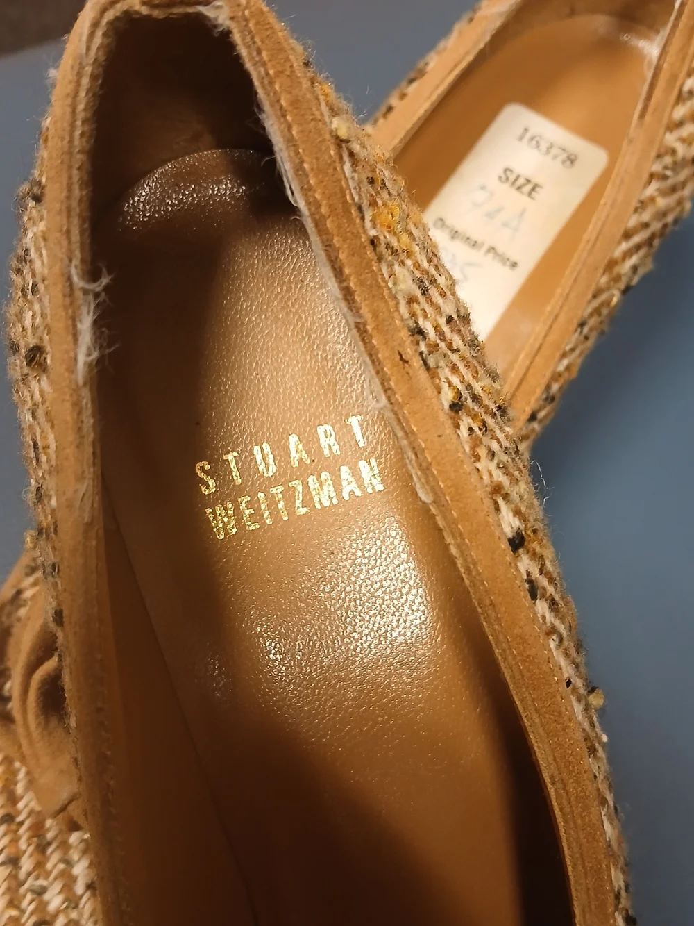 Stuart Weitzman Woven Pointed-Toe Kitten Heels